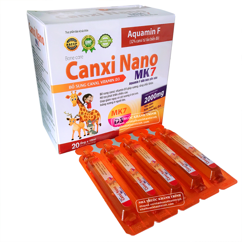 Siro Canxi Nano MK7 Aquamin F - bổ sung canxi &amp; vitamin D3 cho trẻ, phát triển chiều cao (20 ống)