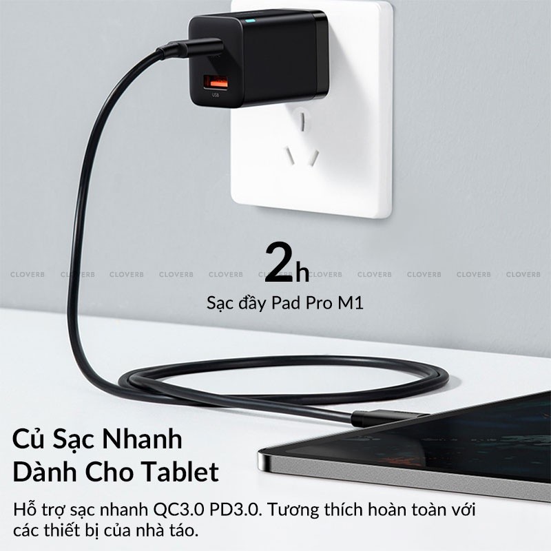 Củ Sạc Nhanh Baseus 30W GaN5 Type C, USB, Sạc Được 3 Thiết Bị, Chip Thế Hệ Mới, Bảo Hành 12 Tháng