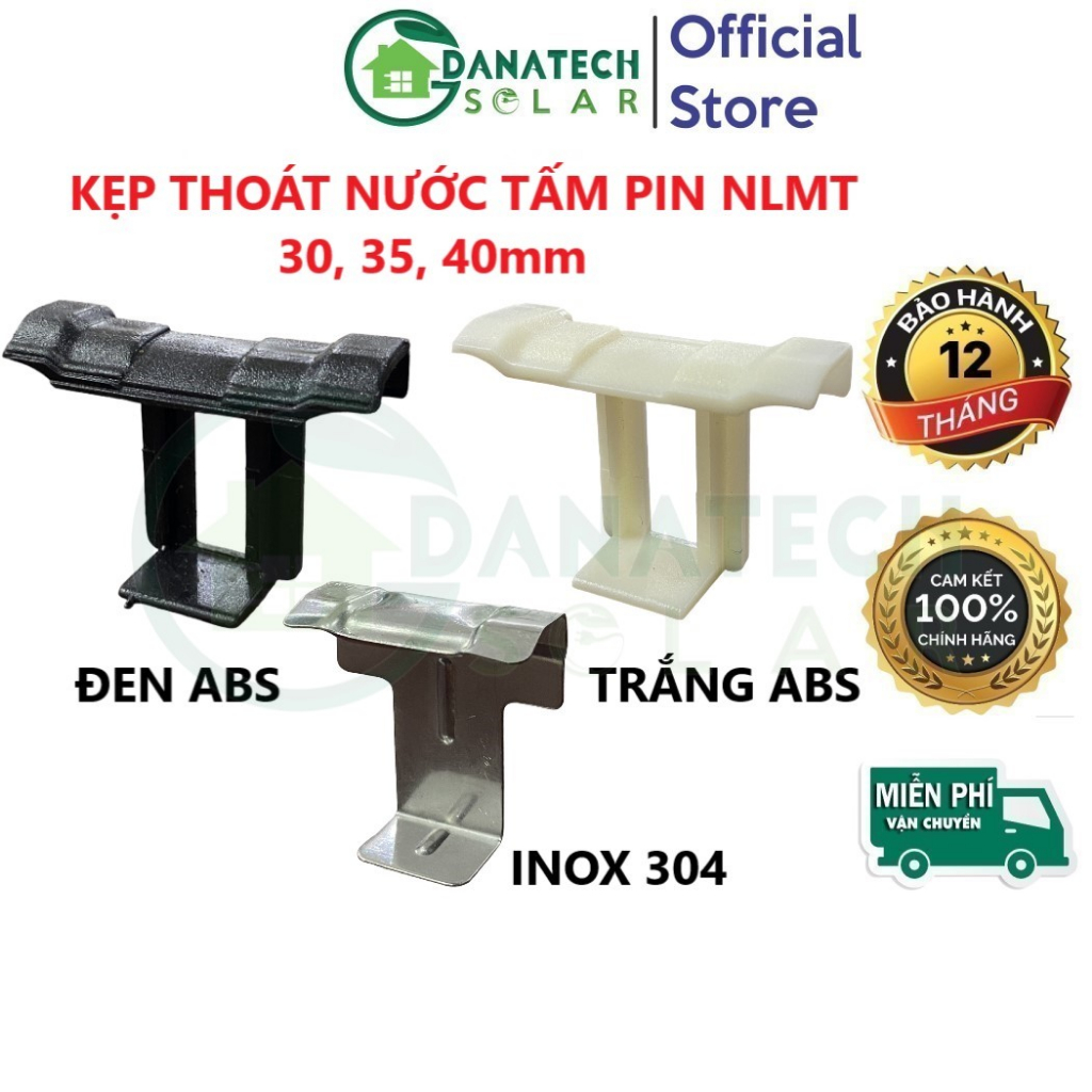 Kẹp thoát nước tấm pin năng lượng mặt trời bằng nhựa ABS đen | trắng | Inox | kích thước 30mm 35mm 40mm