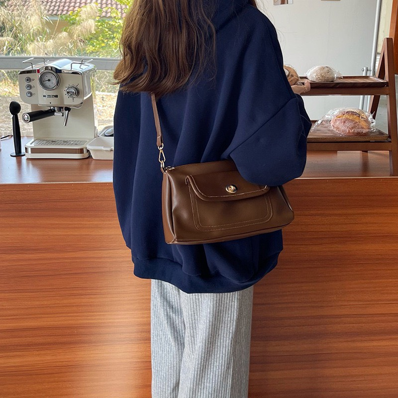 Túi xách nữ da Pu đeo chéo đeo vai phong cách vintage mùa thu