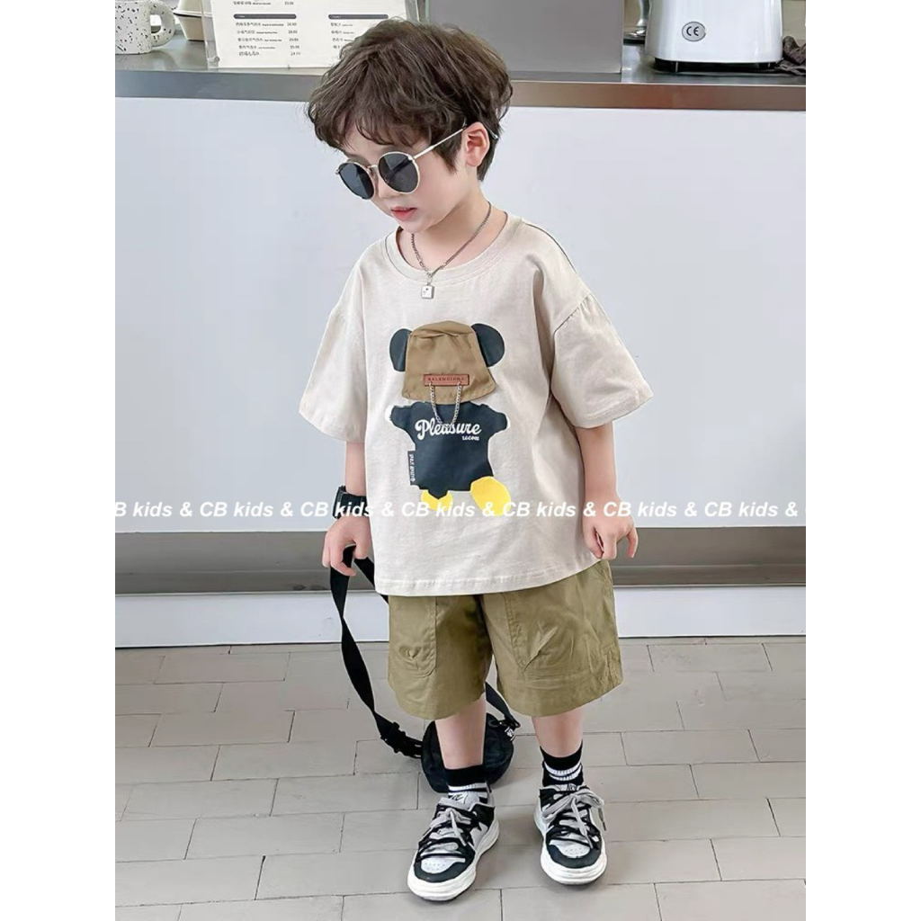 Bộ gấu đội mũ Plesure bé trai