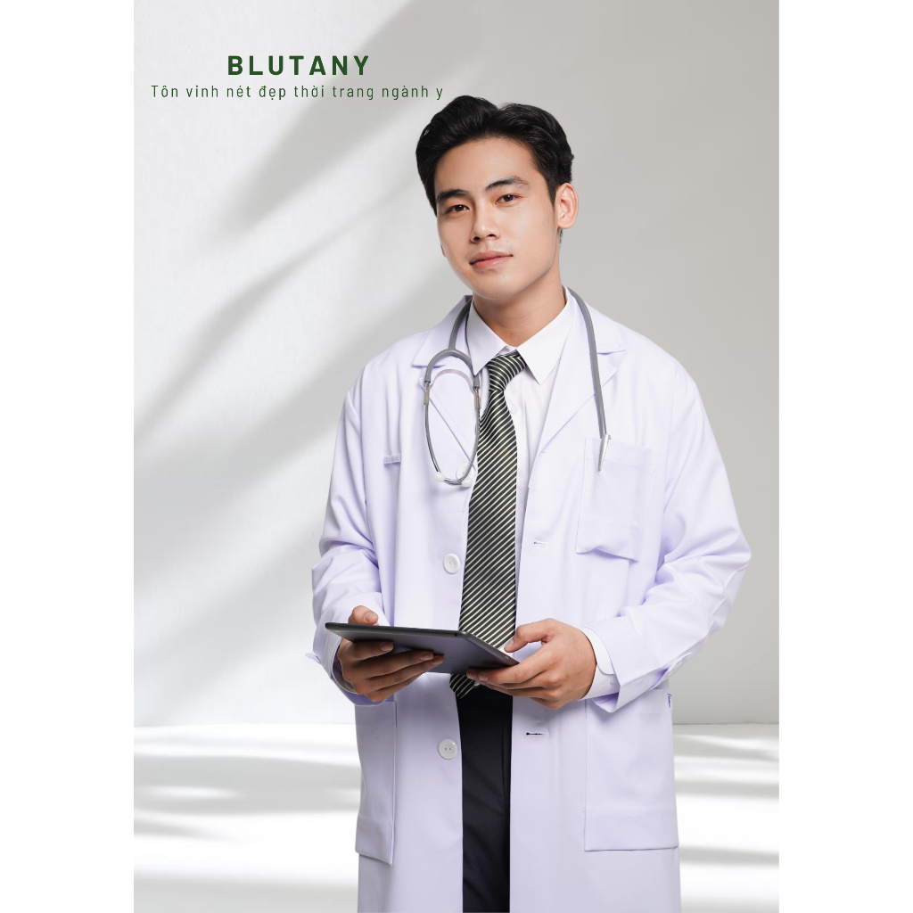 Áo Blouse Bác sỹ nam cao cấp mẫu 015 dài tay