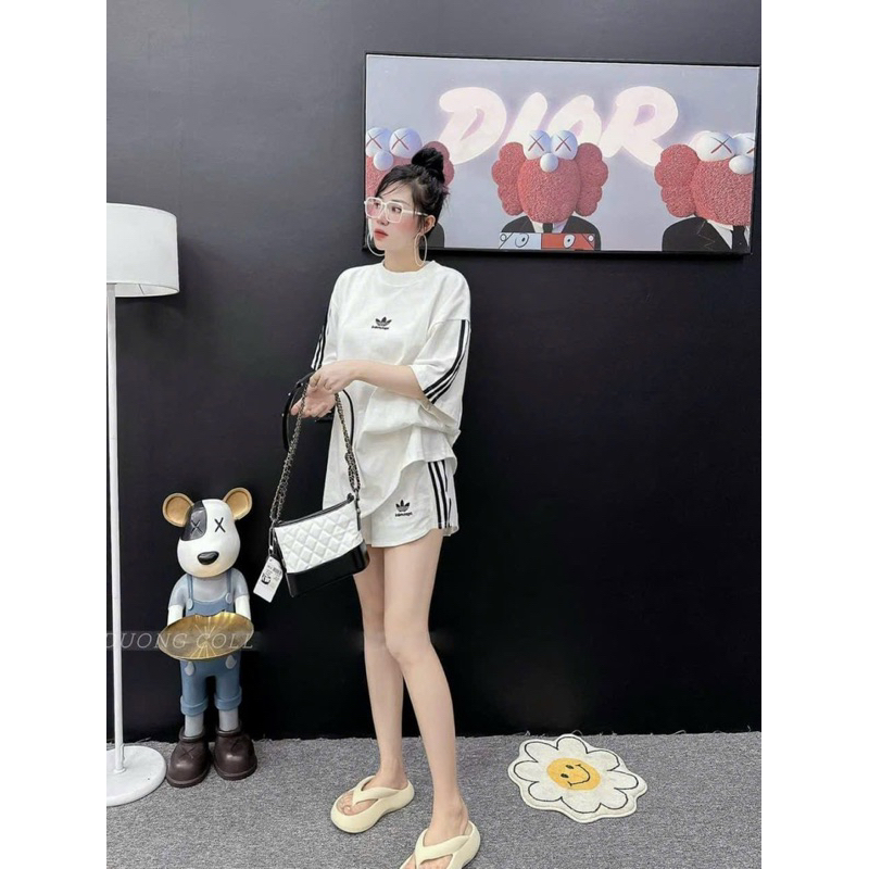 SÉT SHORT NỮ THUN COTTN ÁO PHOM RỘNG THÊU CHỮ