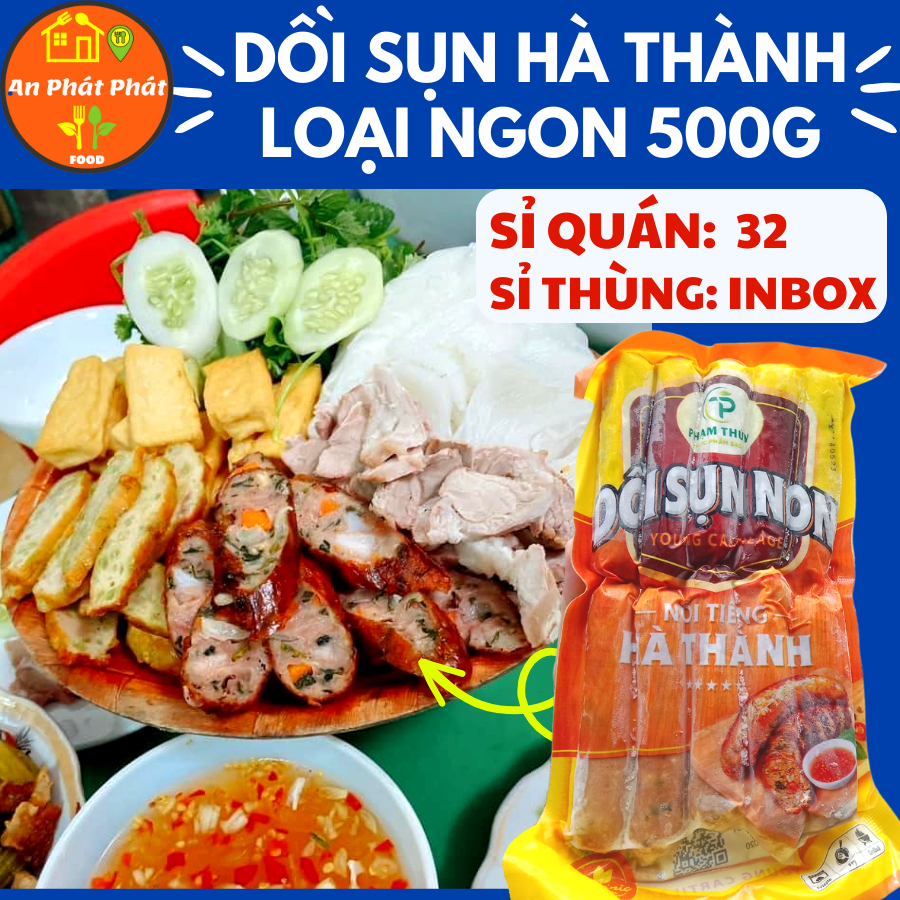 Dồi Sụn non nổi tiếng Hà Thành 500g, chuẩn vị dồi non. Món ăn vặt tiện lợi, bảo quản ngăn đông, dễ chế biến An Phát Phát