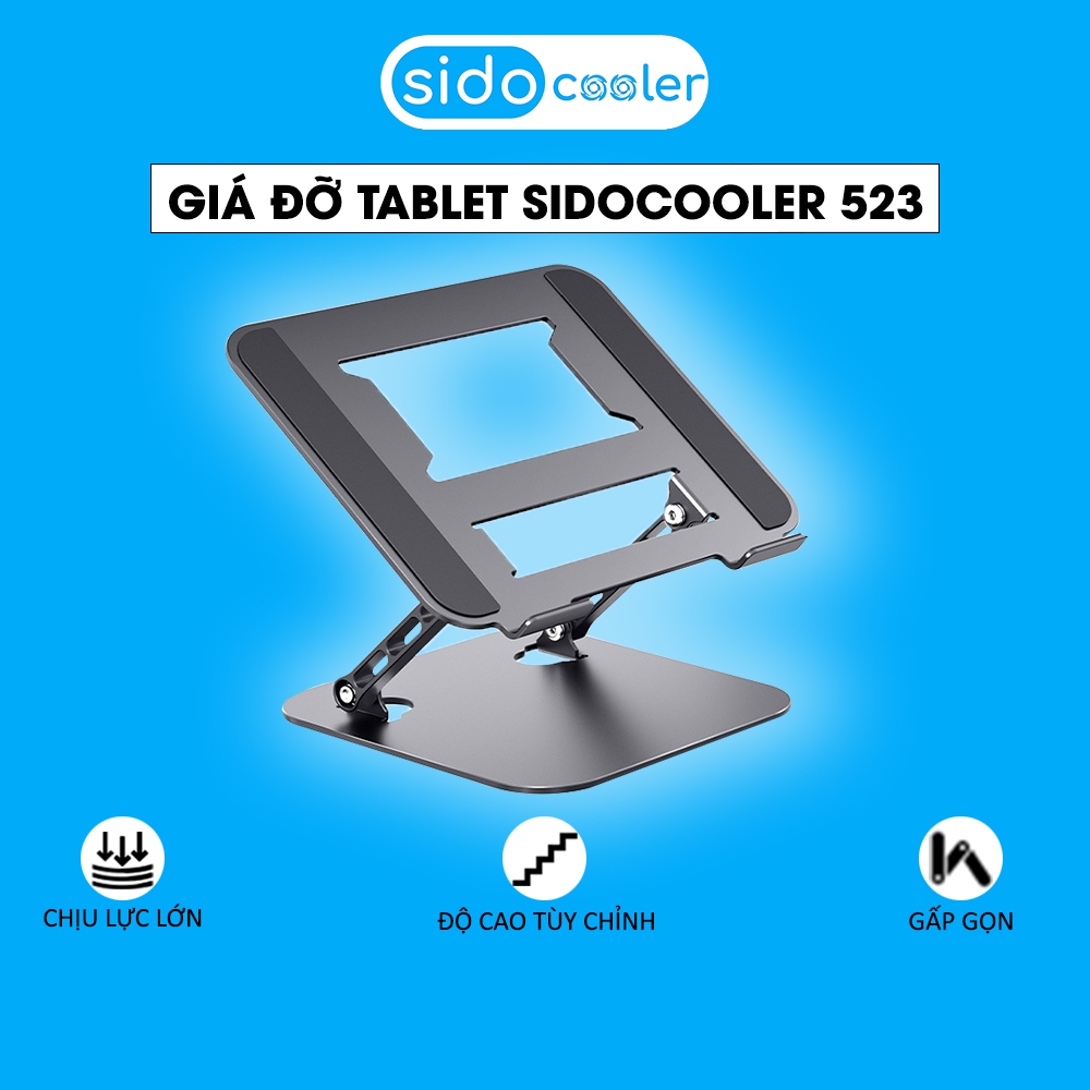 Giá đỡ laptop kim loại SIDOCOOLER 523 đỡ máy tính bảng tablet điện thoại gập có thể tùy chỉnh góc độ chống mỏi cổ