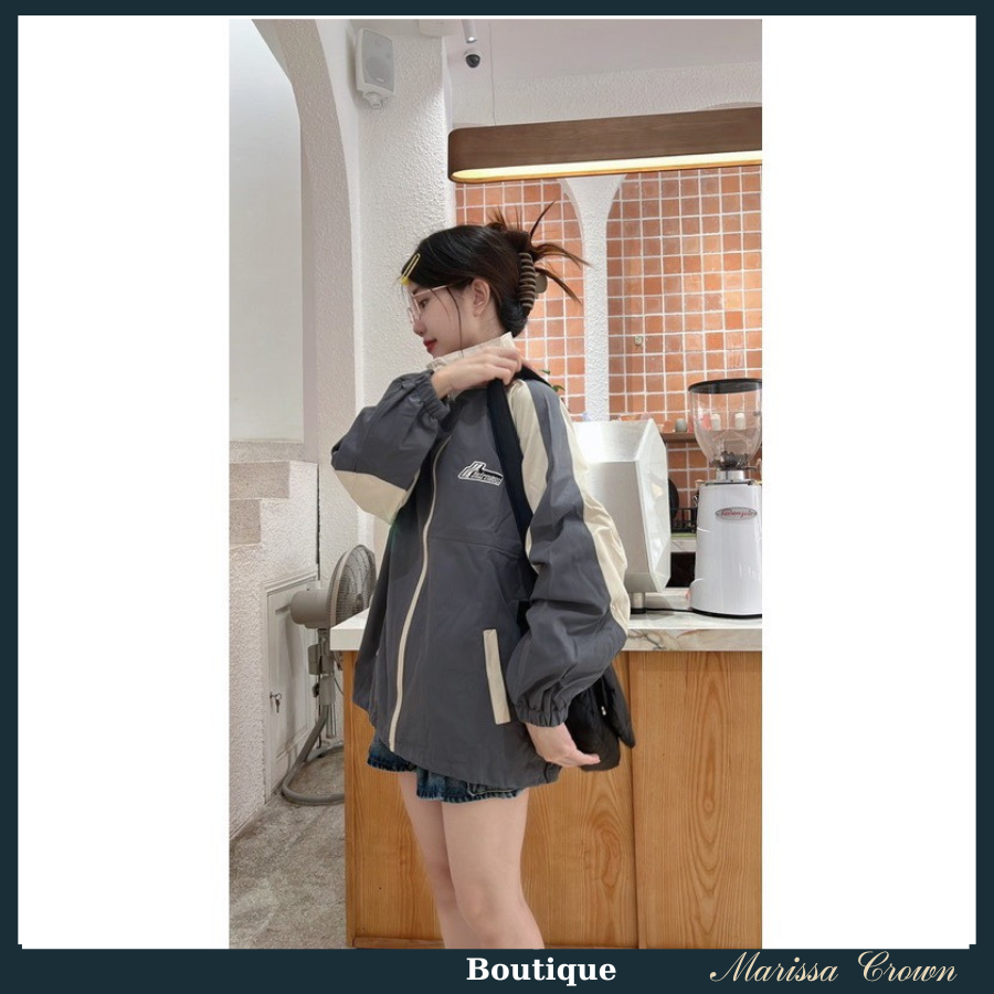 Áo gió nữ phối màu trẻ trung xinh xắn, áo jacket nữ may 2 lớp đẹp