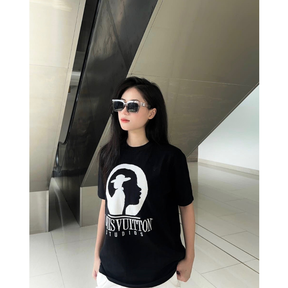 Áo Phông Nam Nữ LUIVUITON Khuôn Mặt Hai Màu Đen Trắng sành Điệu, Chất Vải Cotton Khô Mềm Mại Thấm Hút Mồ Hôi Tốt