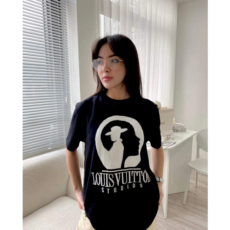 Áo Phông Nam Nữ LUIVUITON Khuôn Mặt Hai Màu Đen Trắng sành Điệu, Chất Vải Cotton Khô Mềm Mại Thấm Hút Mồ Hôi Tốt
