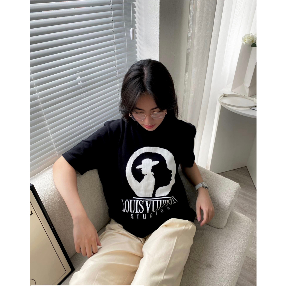 Áo Phông Nam Nữ LUIVUITON Khuôn Mặt Hai Màu Đen Trắng sành Điệu, Chất Vải Cotton Khô Mềm Mại Thấm Hút Mồ Hôi Tốt