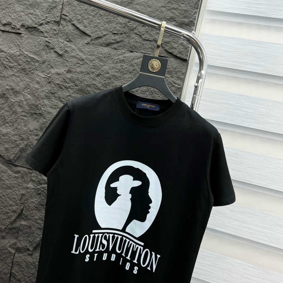 Áo Phông Nam Nữ LUIVUITON Khuôn Mặt Hai Màu Đen Trắng sành Điệu, Chất Vải Cotton Khô Mềm Mại Thấm Hút Mồ Hôi Tốt