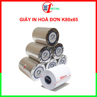 Giấy in hóa đơn Oji K80x65 - Giấy in bill K80 - Giấy in nhiệt khổ 80mm dùng cho máy in hoá đơn bán hàng