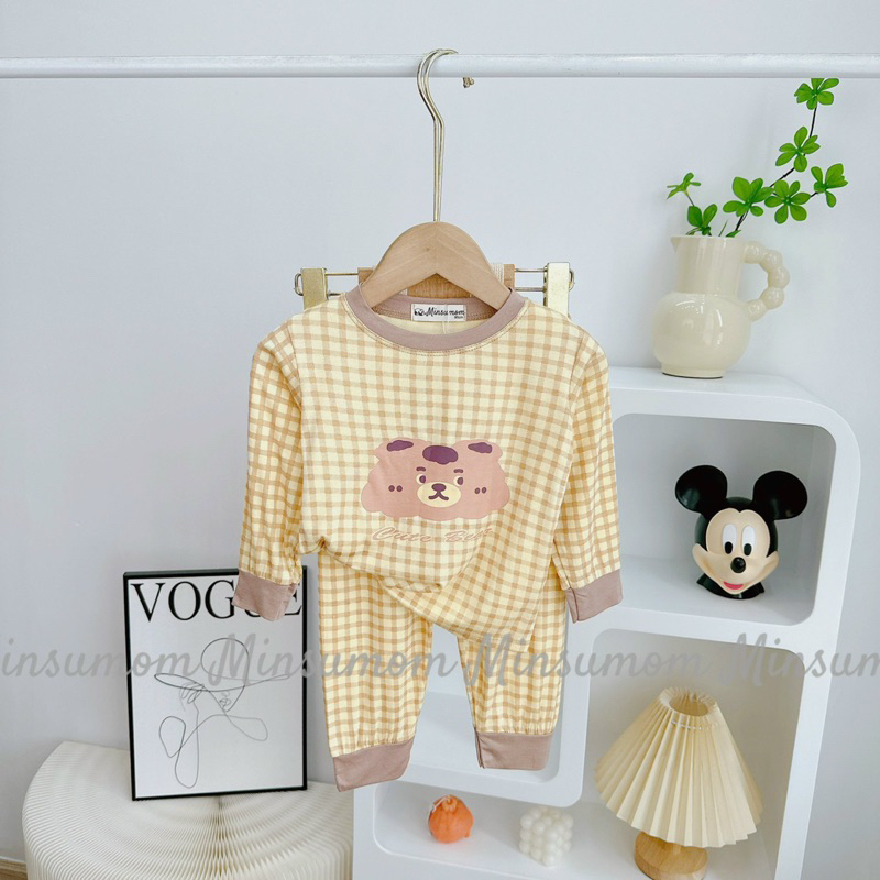 Bộ dài thun lạnh in hình ngộ nghĩnh bé trai bé gái từ 8-18kg