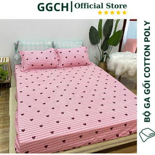 [RẺ VÔ ĐỊCH] Bộ Poly Ga Gối Cotton Poly mẫu Tim Hồng (Có nhiều mẫu khác)