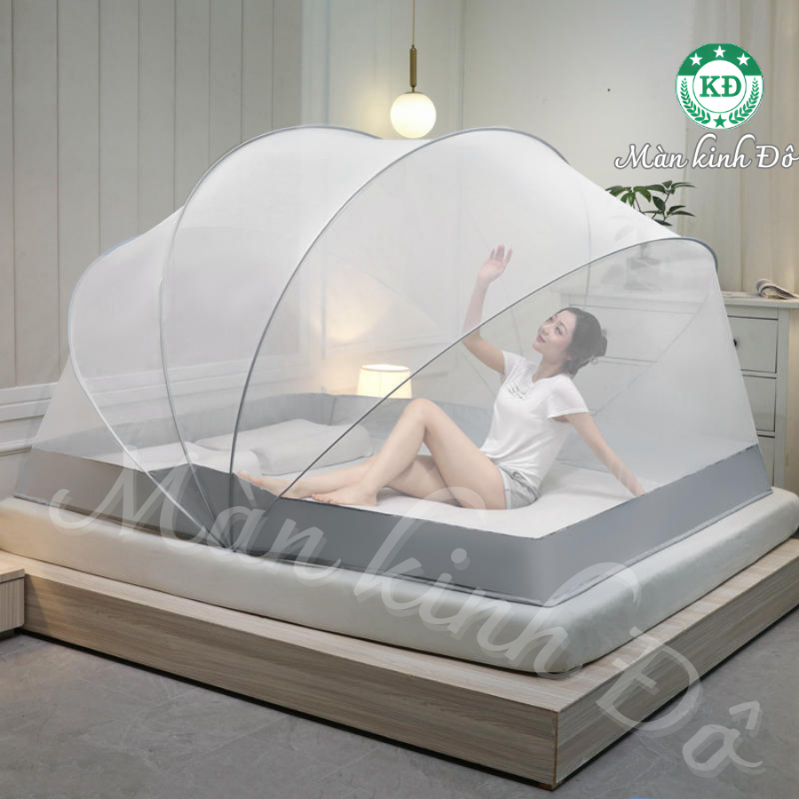 Màn bán nguyện xếp có viền vải dưới mùng ngủ chống muỗi tự bung gấp gọn KINH ĐÔ cao 1m2.