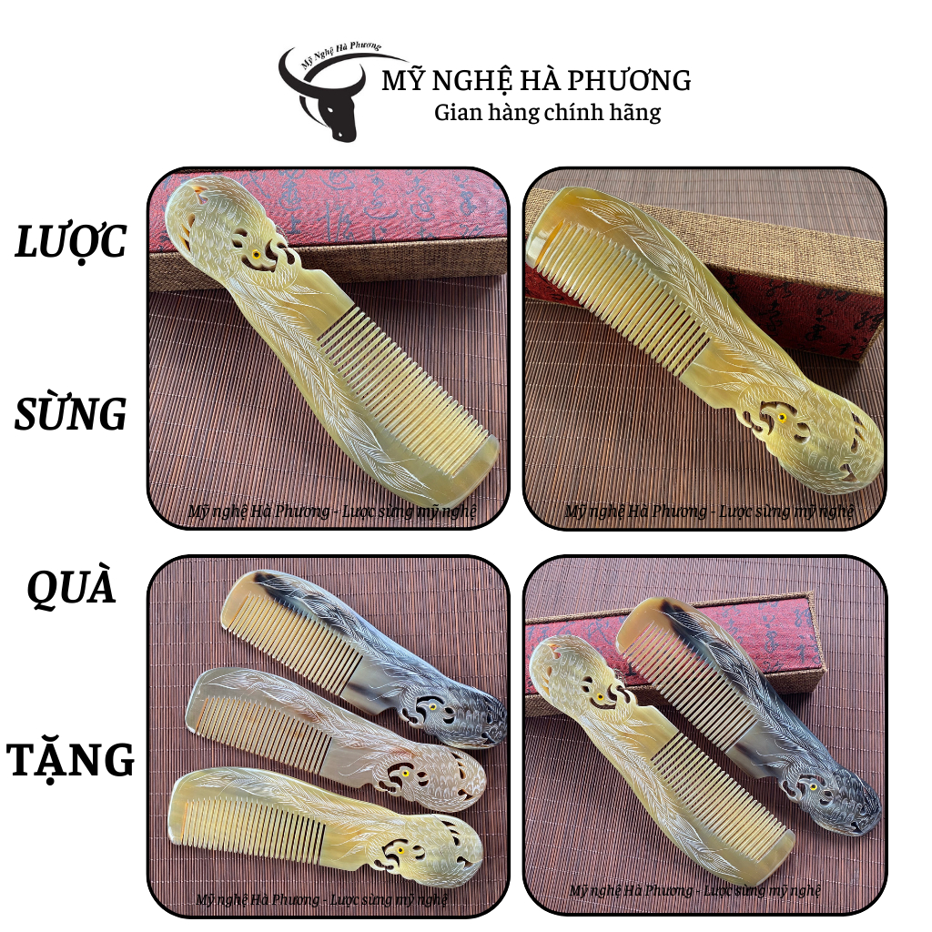 Lược sừng Phượng cuốn đẹp làm quà tặng VIP  Chăm sóc tóc - Horn Comb