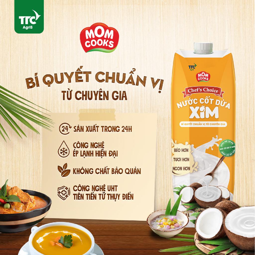 Thùng 12 Hộp Nước Cốt Dừa XIM Chef's Choice - Mom Cooks 1000ml/hộp