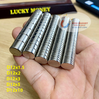 Nam châm phi 12mm, nam châm trắng siêu mạnh độ dày các loại