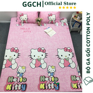(GIÁ HỦY DIỆT) Sét 3 món Ga chun và 2 Vỏ gối nằm Mẫu HELLO KITTY (Ghi chú tên mẫu khi đặt thêm mẫu)