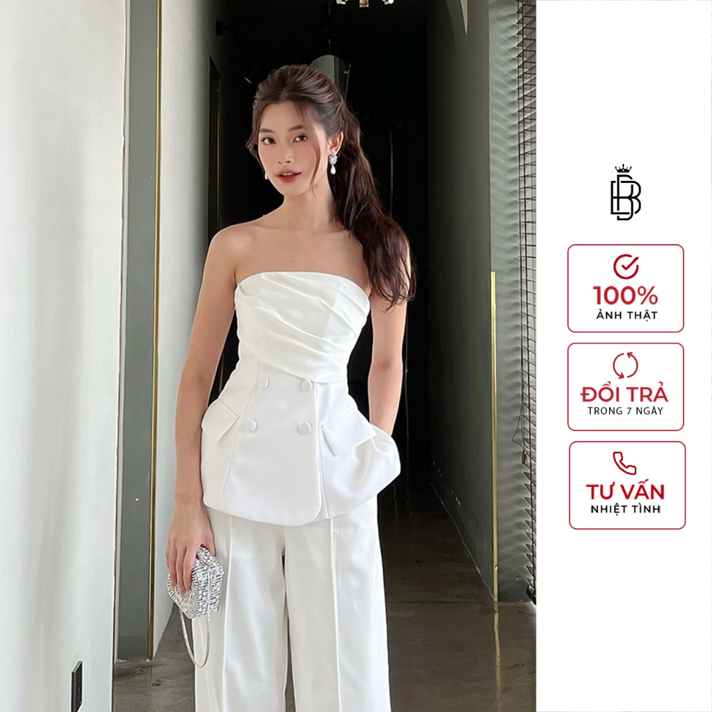 Áo Peplum Cúp Nhực Form Xòe Phối Nút Bọc Sang Trọng BBSTORE'S -A2270