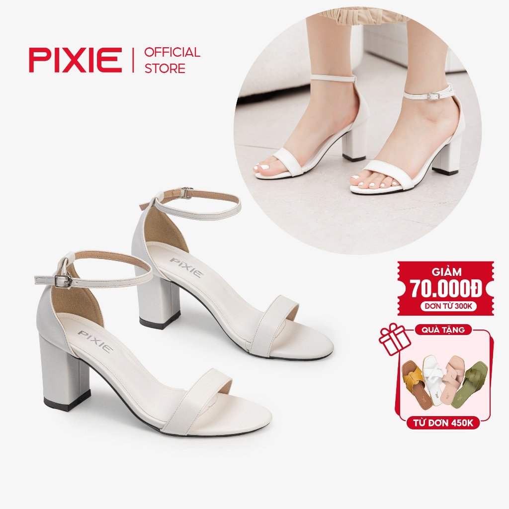 Giày Sandal Cao Gót 7cm Đế Vuông Pixie X848