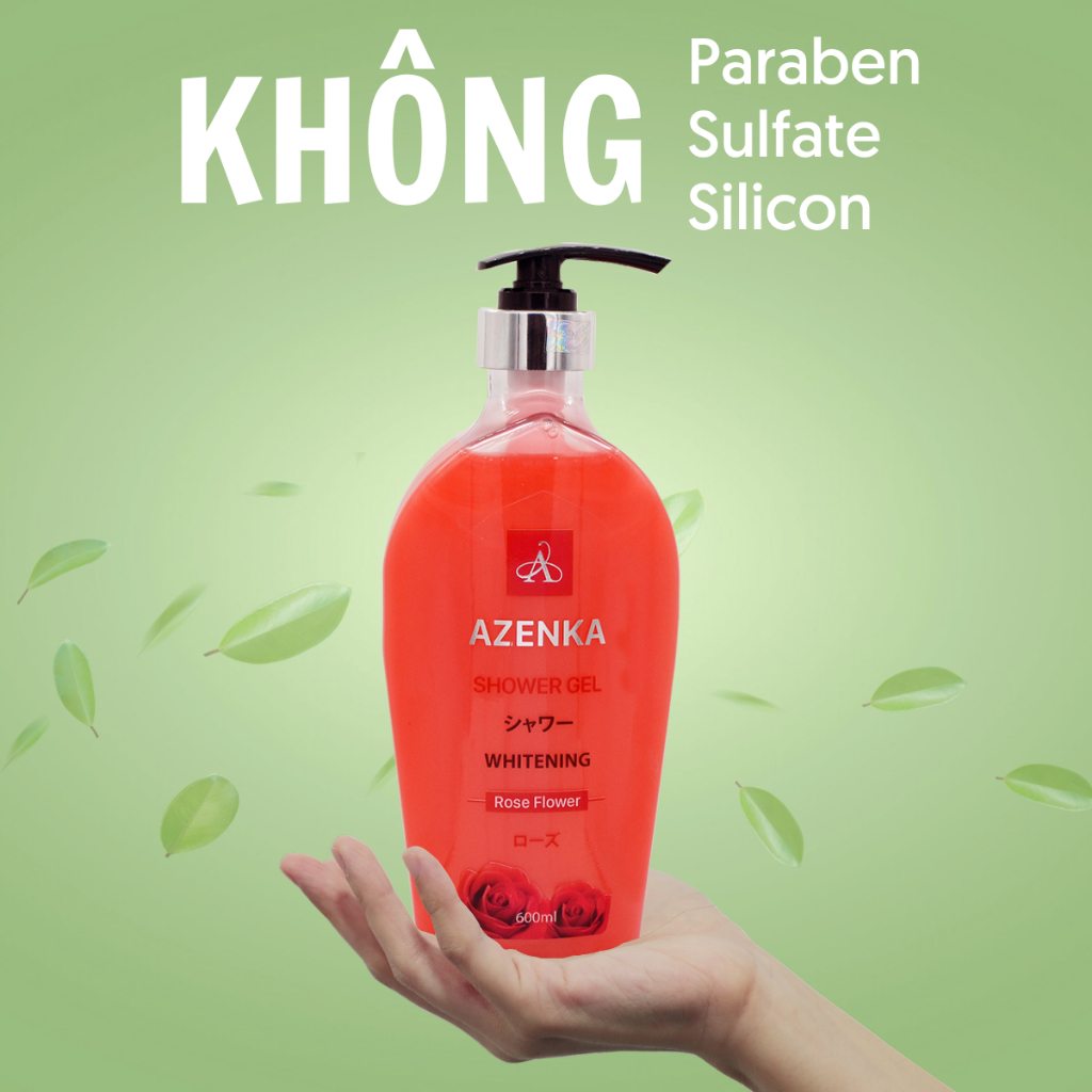 Sữa tắm nước hoa Azenka, sữa tắm trắng da hương hoa hồng Pháp dưỡng ẩm, lưu hương suốt 24h dung tích 600ml chính hãng