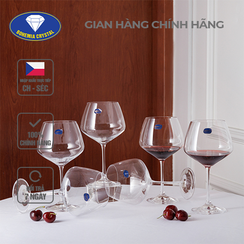 Bộ 6 Ly Rượu Vang PHA LÊ TIỆP BOHEMIA Ly Cốc Uống Rượu Chính Hãng Dung Tích 580ml PTL00162
