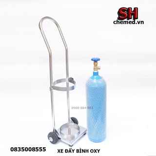 Xe đẩy bình Oxy 2 bánh dùng trong y tế chuyên dụng đẩy bình oxy, khí co2 8 lit