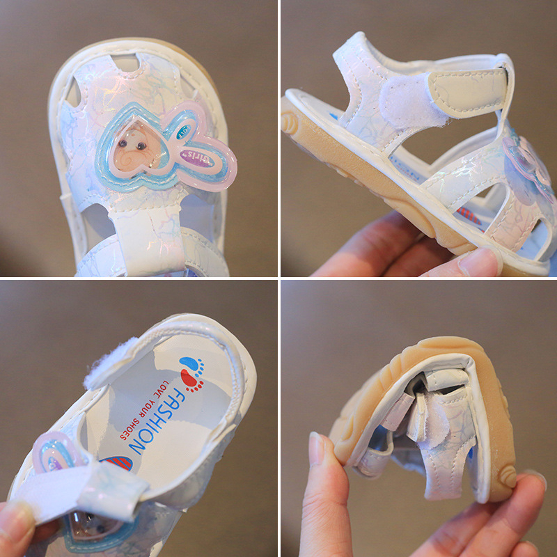 Sandal tập đi cho bé gái 0-2 tuổi đế chống trơn trượt họa tiết công chúa đáng yêu phong cách thời trang