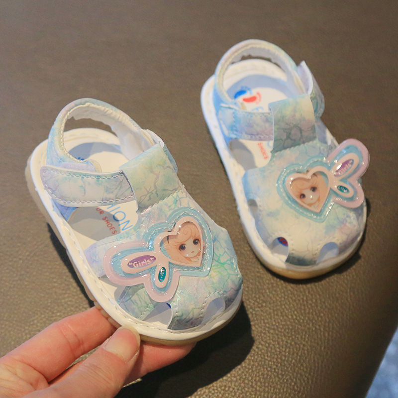 Sandal tập đi cho bé gái 0-2 tuổi đế chống trơn trượt họa tiết công chúa đáng yêu phong cách thời trang
