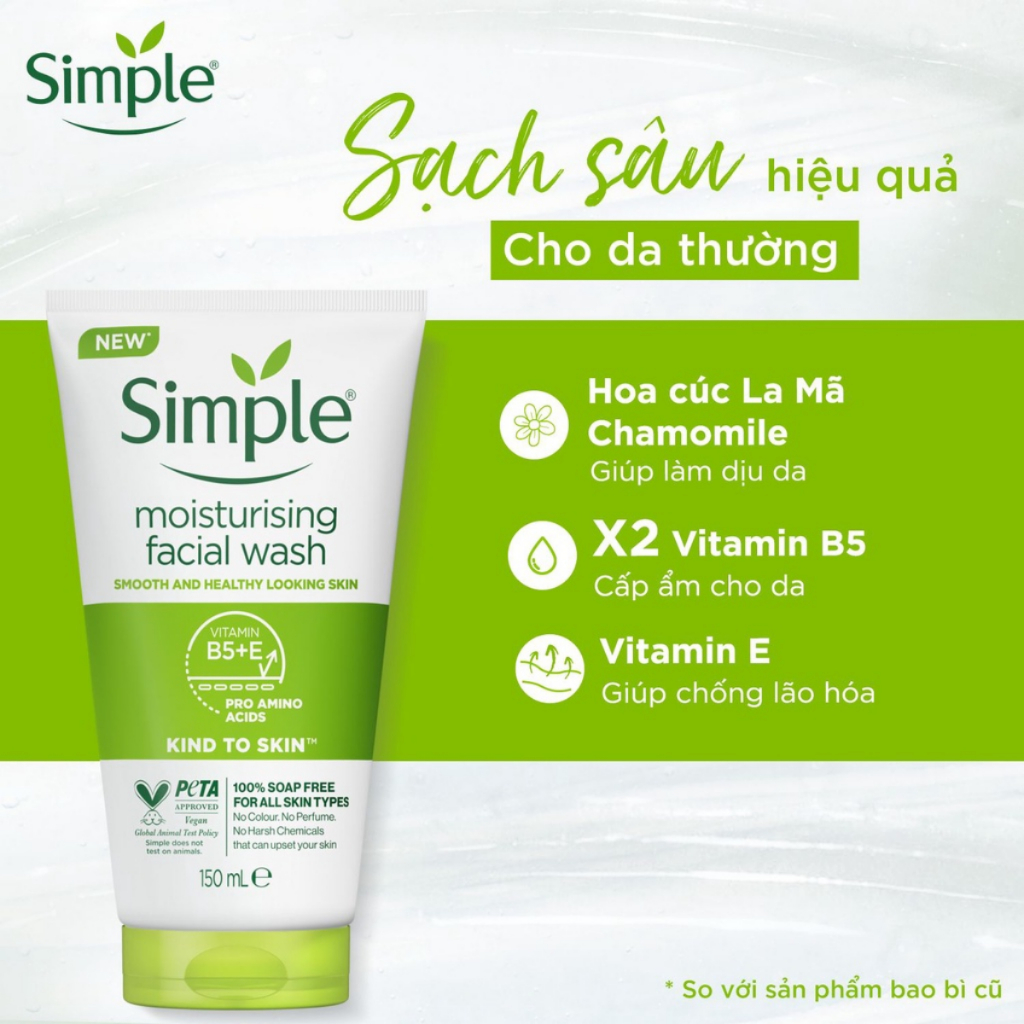 Sữa rửa mặt Simple Kind to Skin Refreshing Facial Wash Gel 150ml.