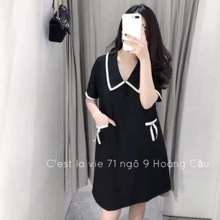 VÁY SUÔNG ĐEN PHỐI VIỀN