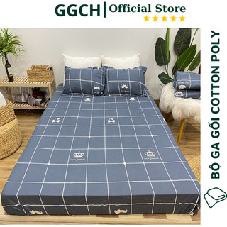 Bộ Ga Gối Có 2 Vỏ Gối Nằm 50x70 cm POLY COTTON, Drap giường bo chun sẵn (1 Ga + 2 vỏ gối 50x70cm)