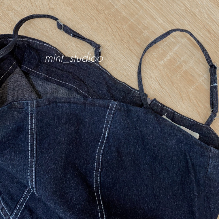 Heun Dress Váy Hai Dây Vải Jeans Có Chun Sau Co Giãn Cực Tôn Dáng