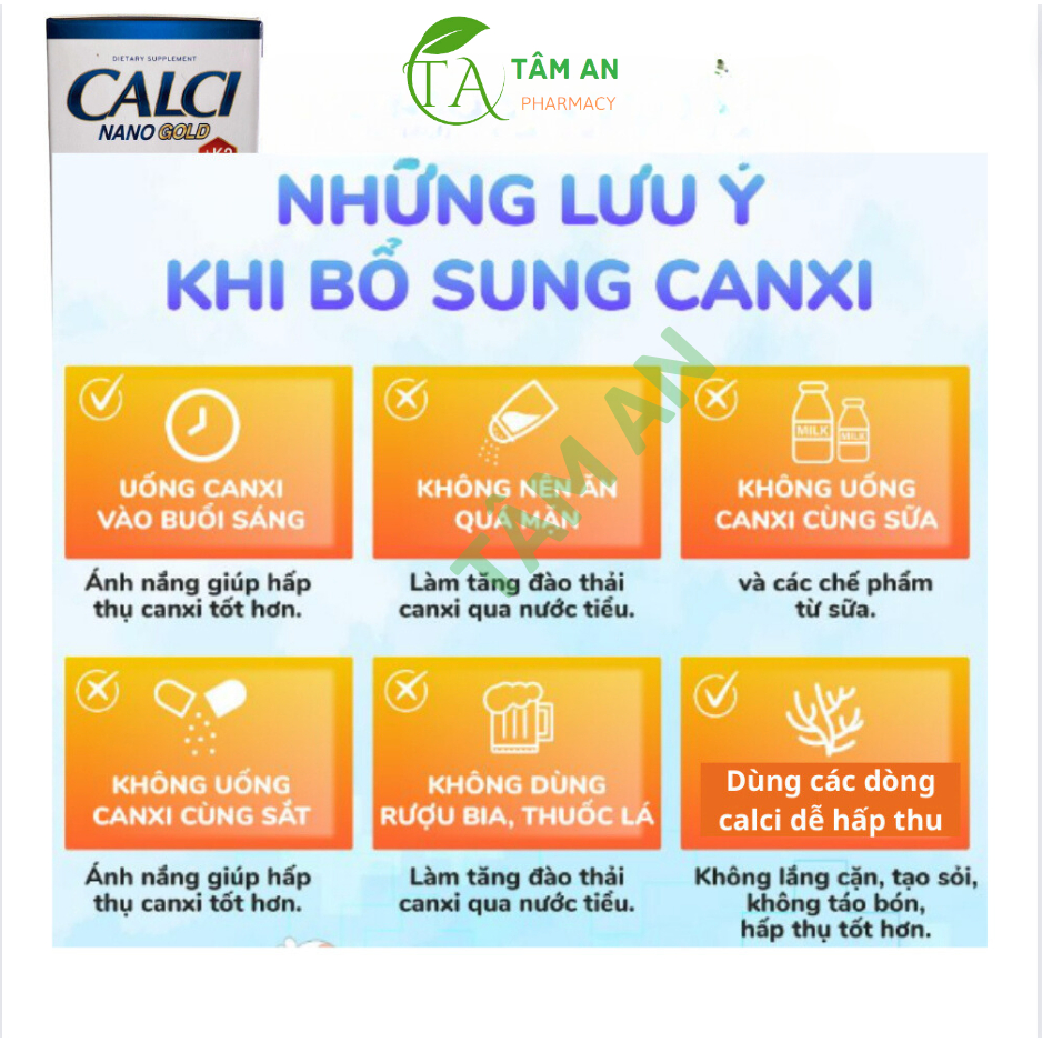 CALCI NANO GOLD- lọ 60 viên-giúp bổ sung calci cho cơ thể PHÒNG NGỪA LOÃNG XƯƠNG - CHUỘT RÚT