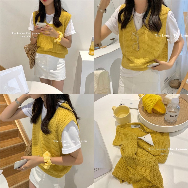 Áo len gile tông màu pastel phong cách hàn quốc dáng vừa hàng QC cao câdp