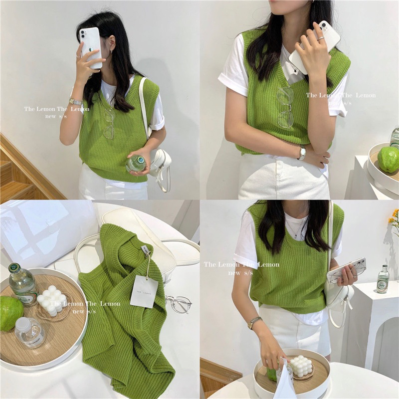 Áo len gile tông màu pastel phong cách hàn quốc dáng vừa hàng QC cao câdp