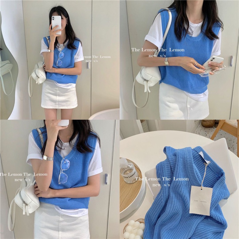 Áo len gile tông màu pastel phong cách hàn quốc dáng vừa hàng QC cao câdp