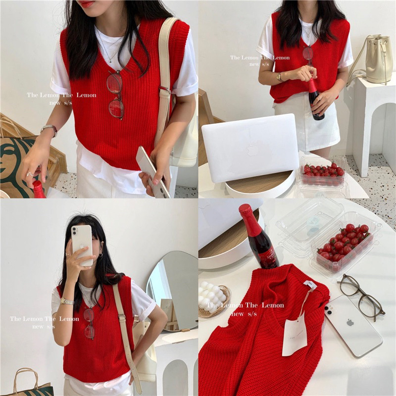 Áo len gile tông màu pastel phong cách hàn quốc dáng vừa hàng QC cao câdp