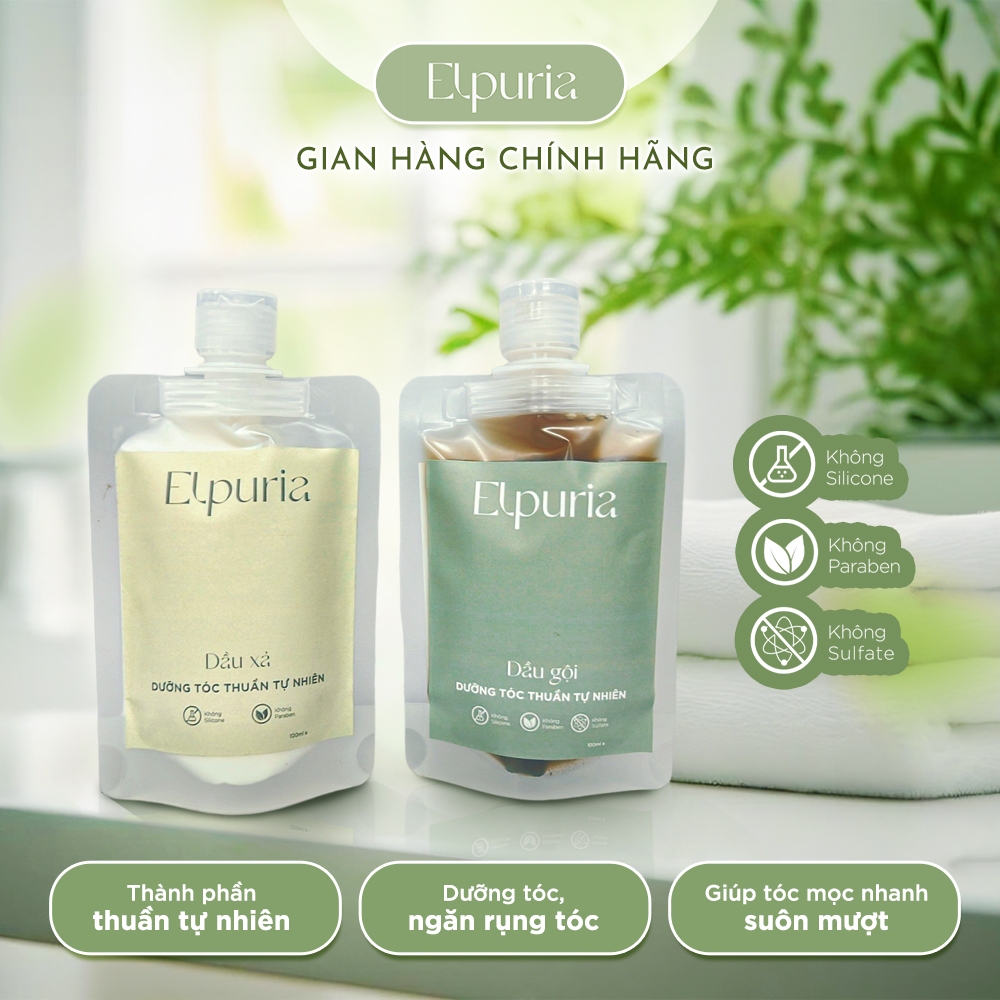 Combo sample gội xả Elpuria thuần tự nhiên 100ml