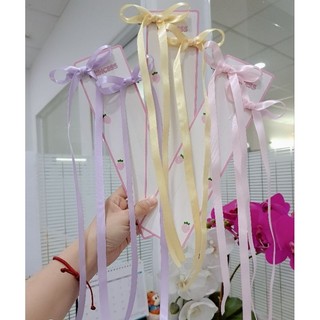 Set 2 kẹp tóc nơ lụa đuôi dài nhiều màu