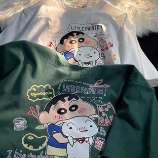 Áo thun tay lỡ unisex họa tiết Cậu bé ôm Cún - Phông suông cộc tay nam nữ dáng rộng phong cách trẻ trung hàn quốc