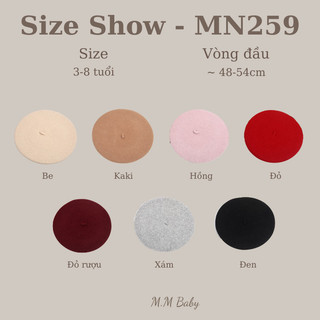 Mũ nồi dạ kiểu dáng basic style Hàn Quốc (3 - 8 tuổi) MN259 Mimikids