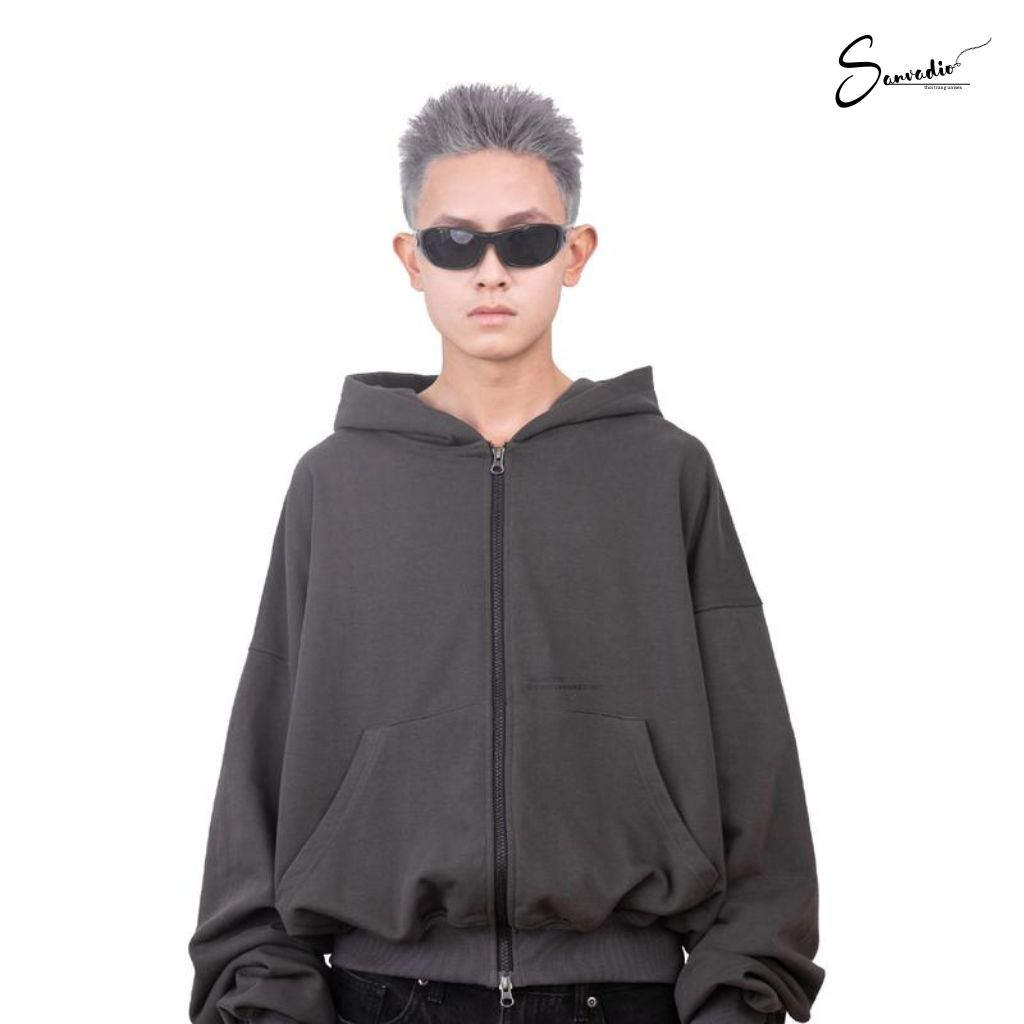 Áo Hoodie Nam Nữ Fullzip SANVADIO Form Boxy "LOVE" Hack Dáng Chiều Cao Thời Trang Hàn Quốc AN606