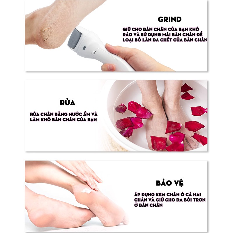 Máy Chà Gót Chân Tẩy tế bào chết cho Tiệm Nail 2 Đầu Mài Cá Nhân tại Nhà Tẩy Tế Bào Chết Sạc nhanh pin lithium