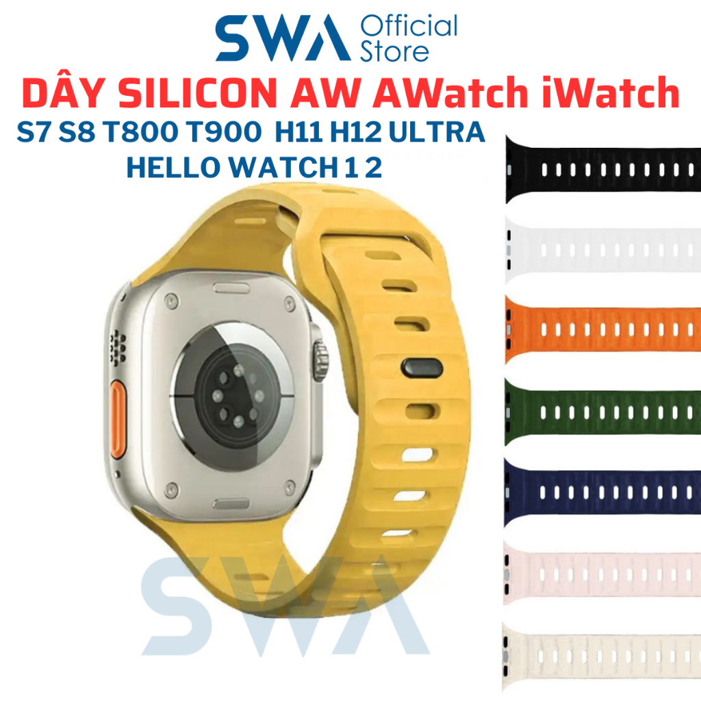 Dây Silicon Cao Su Đồng Hồ AWatch iWatch AW Series 1 2 3 3 4 5 6 7 8 9 SE Ultra Ultra2 38 40 41 42 44 45 49mm SWA DAW05