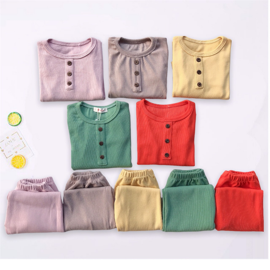 Đồ bộ dài tay bé trai, bé gái Medokids chất len tăm 3 cúc, Bộ đồ dài tay mặc thu đông cho bé 10-22kg