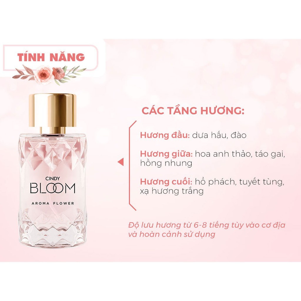 Nước hoa nữ CINDY BLOOM AROMA FLOWER mùi hương ngọt ngào nữ tính 30ml chính hãng