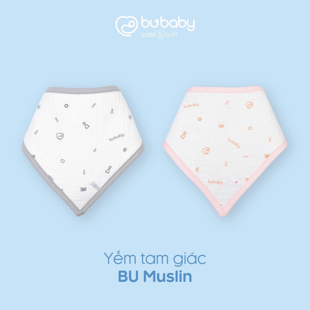 - Yếm muslin tròn, tam giác cho bé trai bé gái bubaby