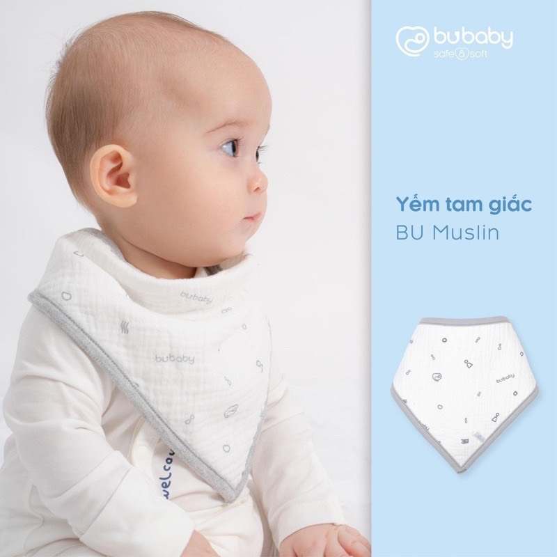 - Yếm muslin tròn, tam giác cho bé trai bé gái bubaby