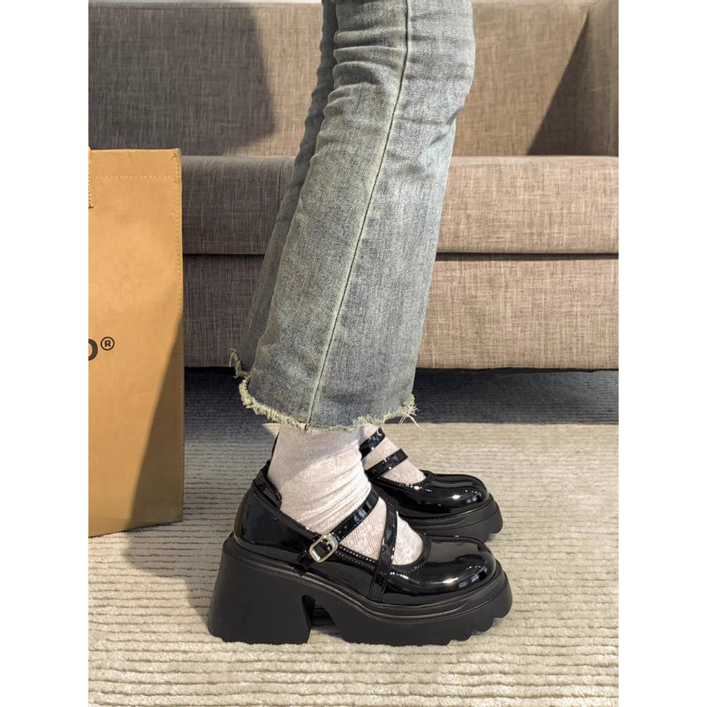 Giày LOLITA RANGHAI đế cao 6cm Nữ Da Bóng, Da Lì ulzzang phong cách Hàn quốc mary quai cài cá tính năng động mới hot